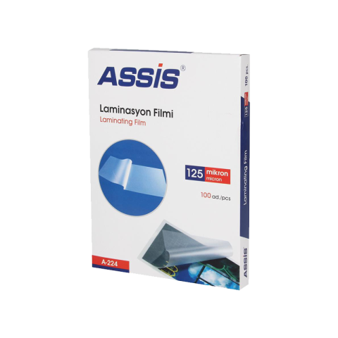 Assis A-224 Laminasyon Filmi A4 125 Micron Şeffaf 100'lü Paket