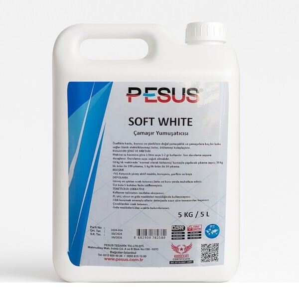 Pesus Soft White Sabun Kokulu Çamaşır Yumuşatıcı 5 Kg