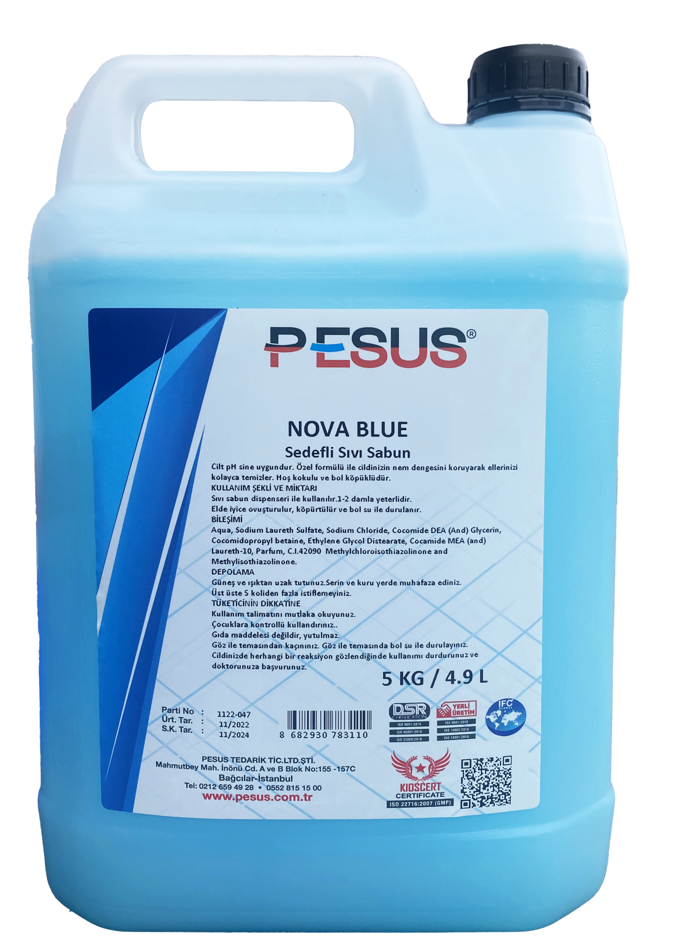 Pesus Nova Blue Sedefli Sıvı El Sabunu 5 Kg