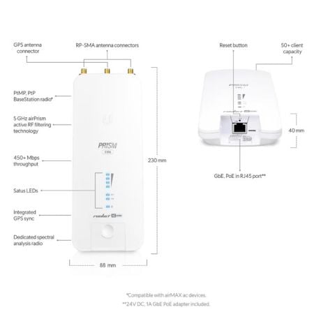 UBNT RP-5AC-GEN2 ROCKET PRISM 5AC 5GHZ 500MBPS PTP/PTMP DIŞ ORTAM ACCESS POINT