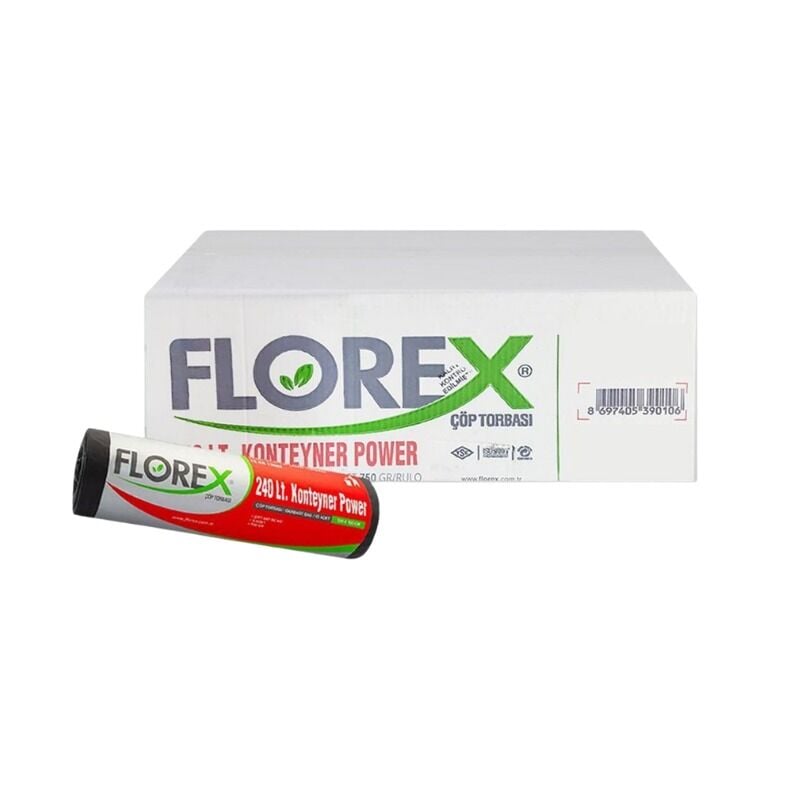 Florex Power Konteyner Çöp Poşeti 120 x 150 240 Lt 10'Lu Koli Kod:550