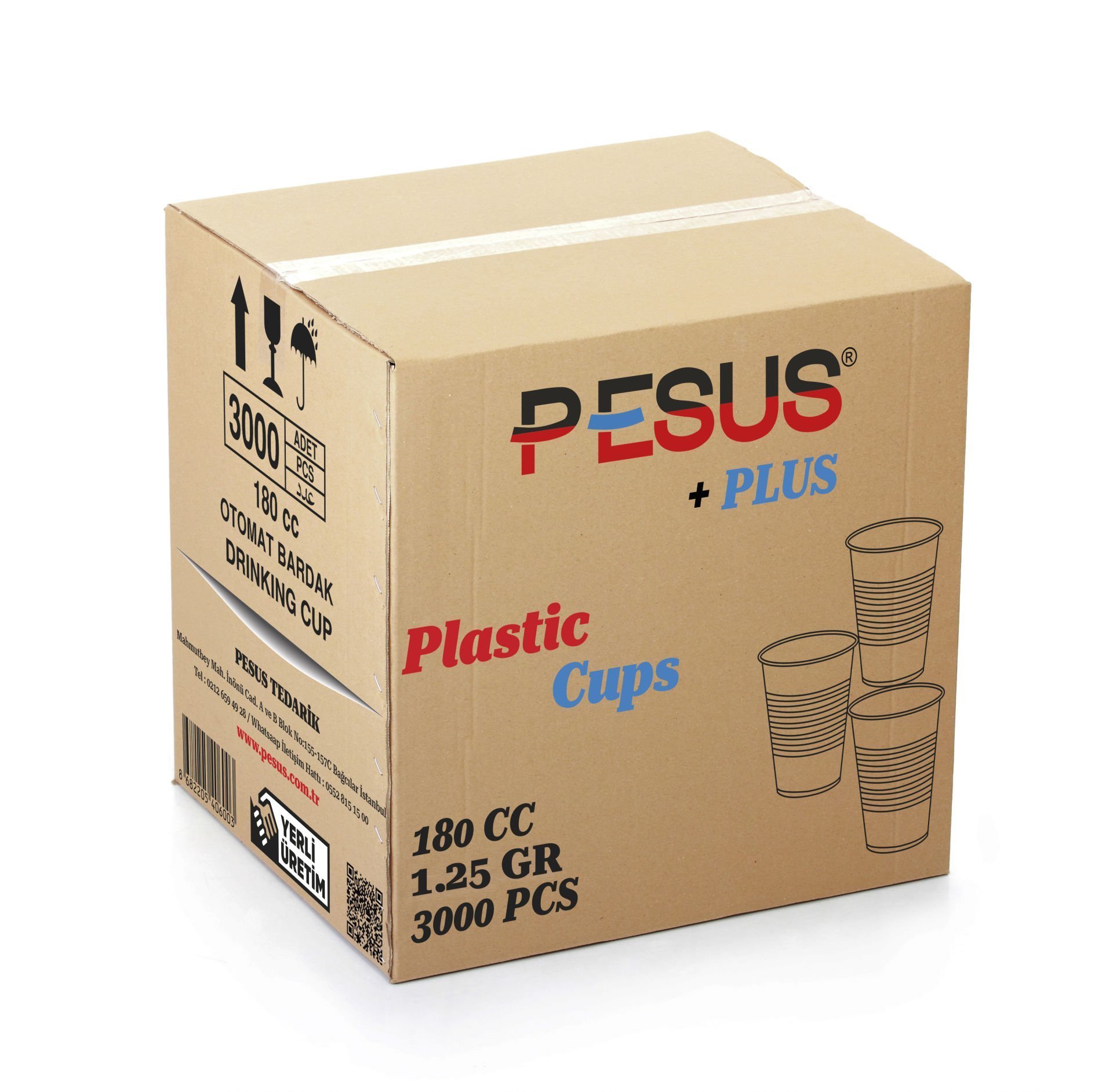 Pesus +Plus Plastik Otomat Bardak 1,25 Gr 180 Ml 3000'li