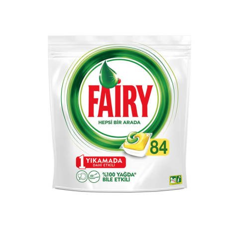 Fairy Hepsi Bir Arada 84 Yıkama Bulaşık Makinesi Deterjanı Kapsülü Limon Kokulu