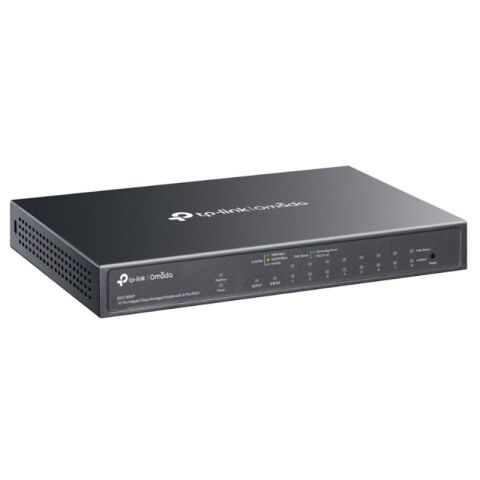 TP-LINK OMADA ES210GMP 10 PORT GIGABIT + 8-PORT POE+ YÖNETİLEBİLİR 123W POE METAL KASA SWITCH