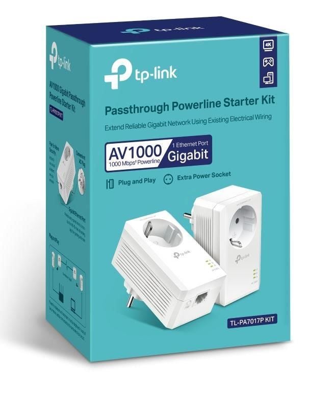 TP-LINK TL-PA7017P KIT AV1000 GIGABIT PRIZ TIPI POWERLINE ADAPTOR