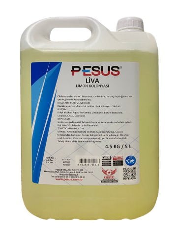 Pesus Liva 80 Derece Limon Kolonyası 5 Lt