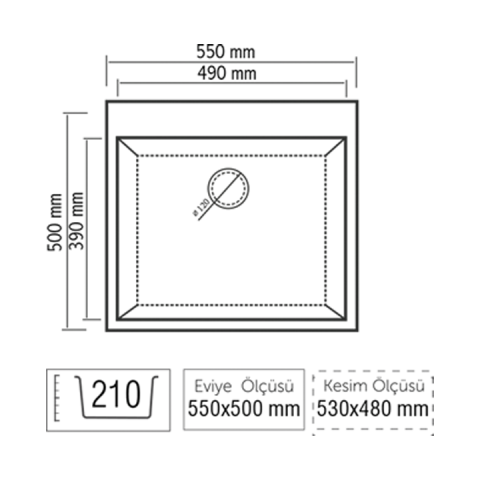 LX-535 RIVA Granit Siyah Eviye