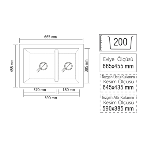 LX-665 LENA Granit Antrasit Eviye