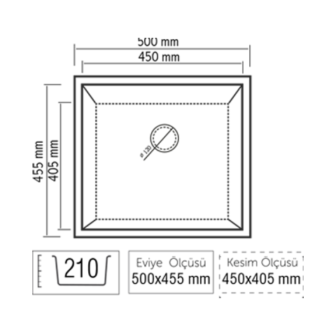 LX-520 EVA Granit Siyah Eviye