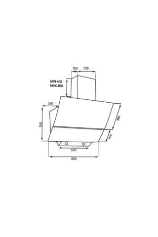 DA6-830  Metalik Gri Cam Davlumbaz