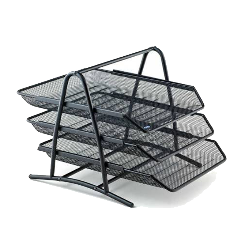 Kraf 460G Perfore Metal Evrak Rafı 3 Katlı Siyah