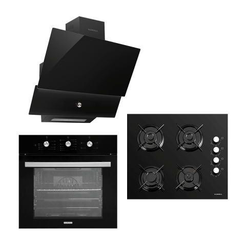 Siyah Kristal Ankastre Set