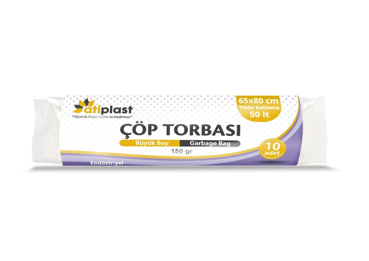 Atiplast Endüstriyel Çöp Torbası Büyük Boy 65 x 80 Siyah 150 Gr