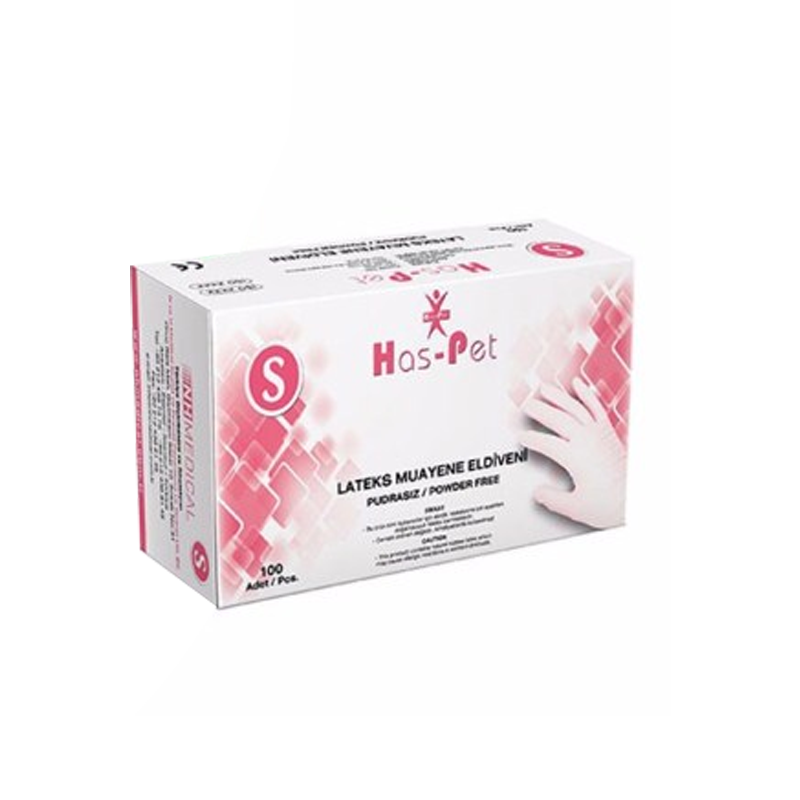Haspet Latex Muayene Eldiveni Pudrasız Small 100'lü Paket