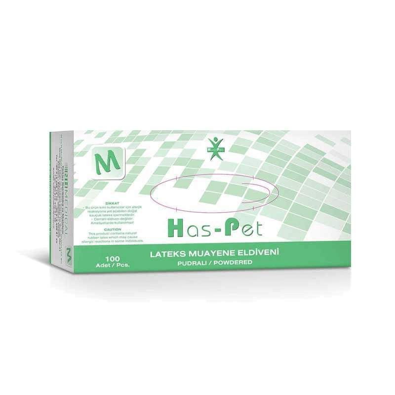 Haspet Latex Muayene Eldiveni Pudralı Medium 100'lü Paket