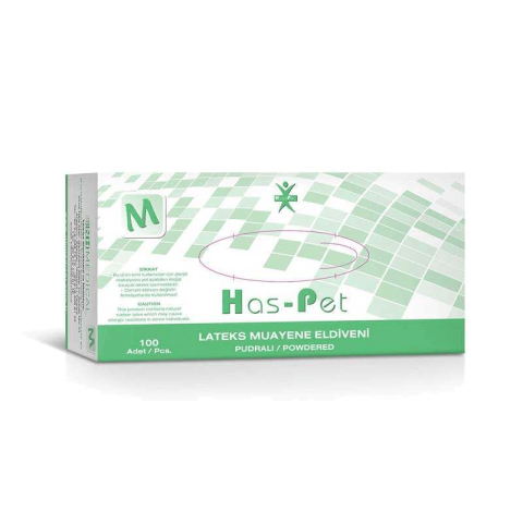 Haspet Latex Muayene Eldiveni Pudralı Medium 100'lü Paket