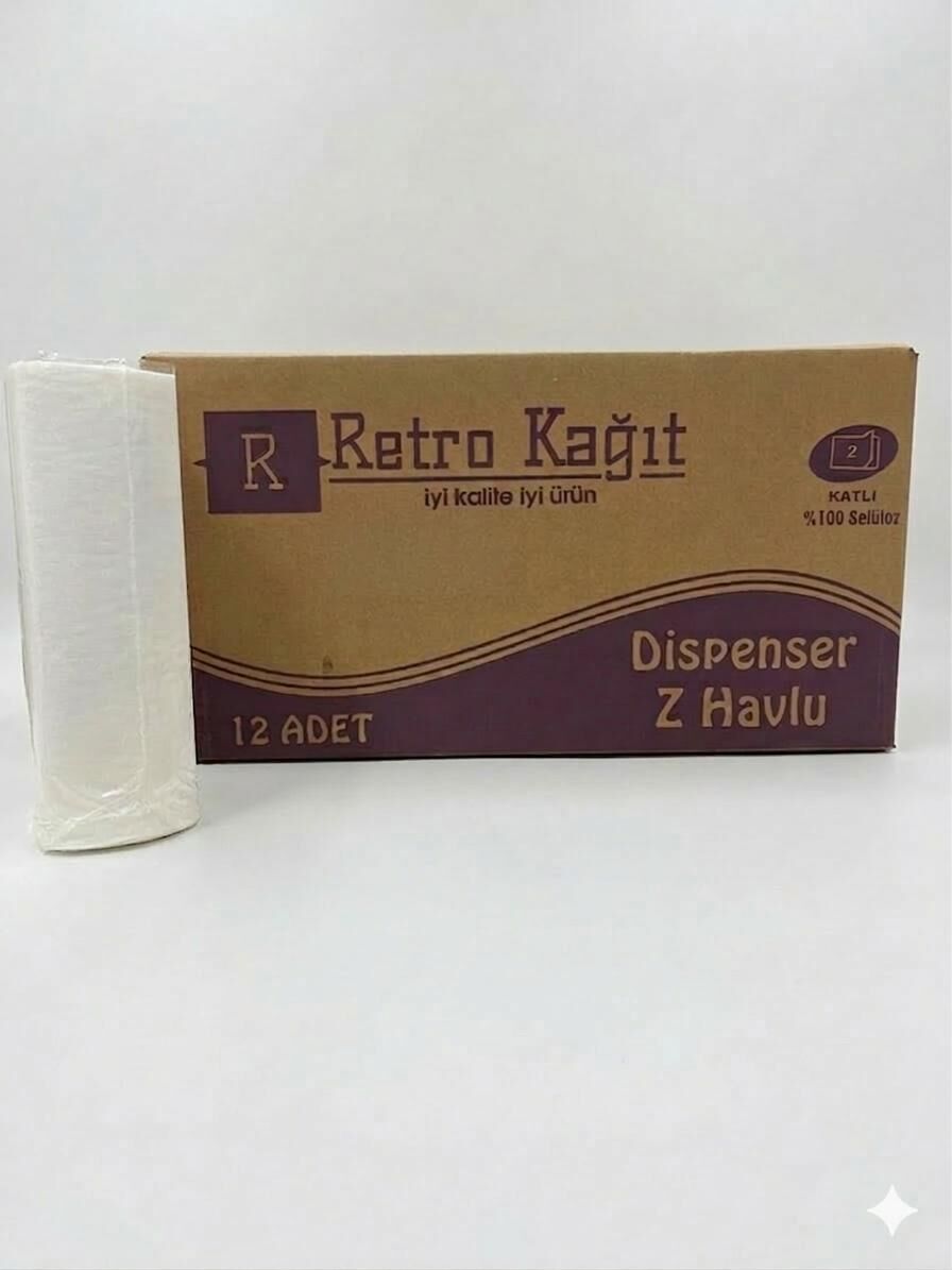 Retro Z Katlı Dispenser Havlu 200'Lü 12'Li Paket