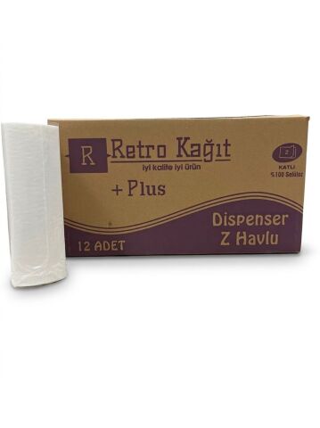 Retro Plus Z Katlı Dispenser Havlu 200'Lü 12'Li Paket