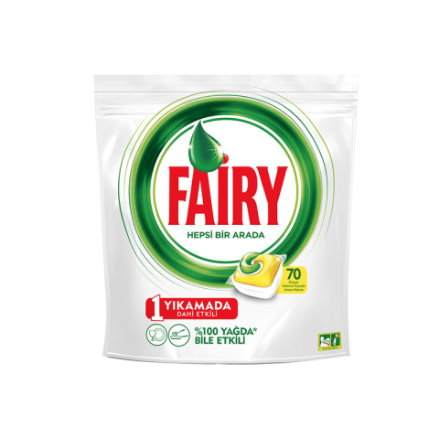 Fairy Hepsi Bir Arada 70 Yıkama Bulaşık Makinesi Deterjanı Kapsülü Limon Kokulu
