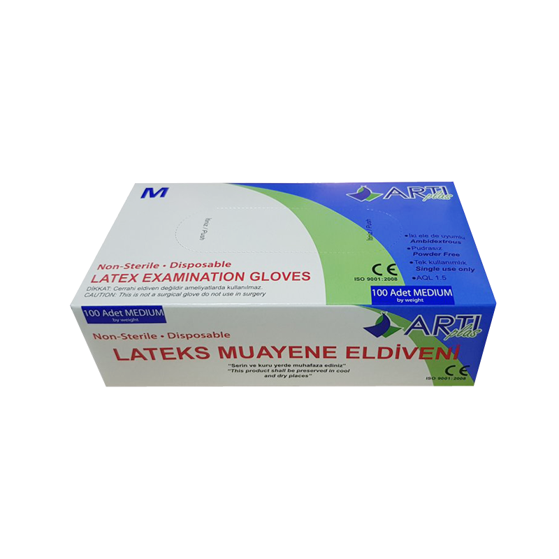 Artıplus Latex Muayene Eldiveni Pudrasız Medium 100'lü Paket