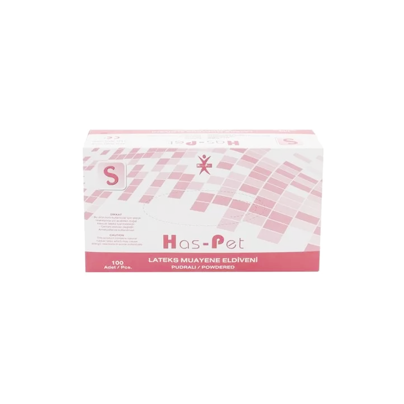 Haspet Latex Muayene Eldiveni Pudralı Small 100'lü Paket
