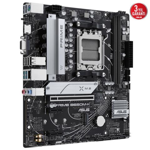 ASUS PRIME B650M-K DDR5 6400MHZ 1XVGA 1XHDMI 2XM.2 USB 3.2 MATX AM5 (AMD AM5 9000/8000/7000 SERİLERİ İLE UYUMLU)