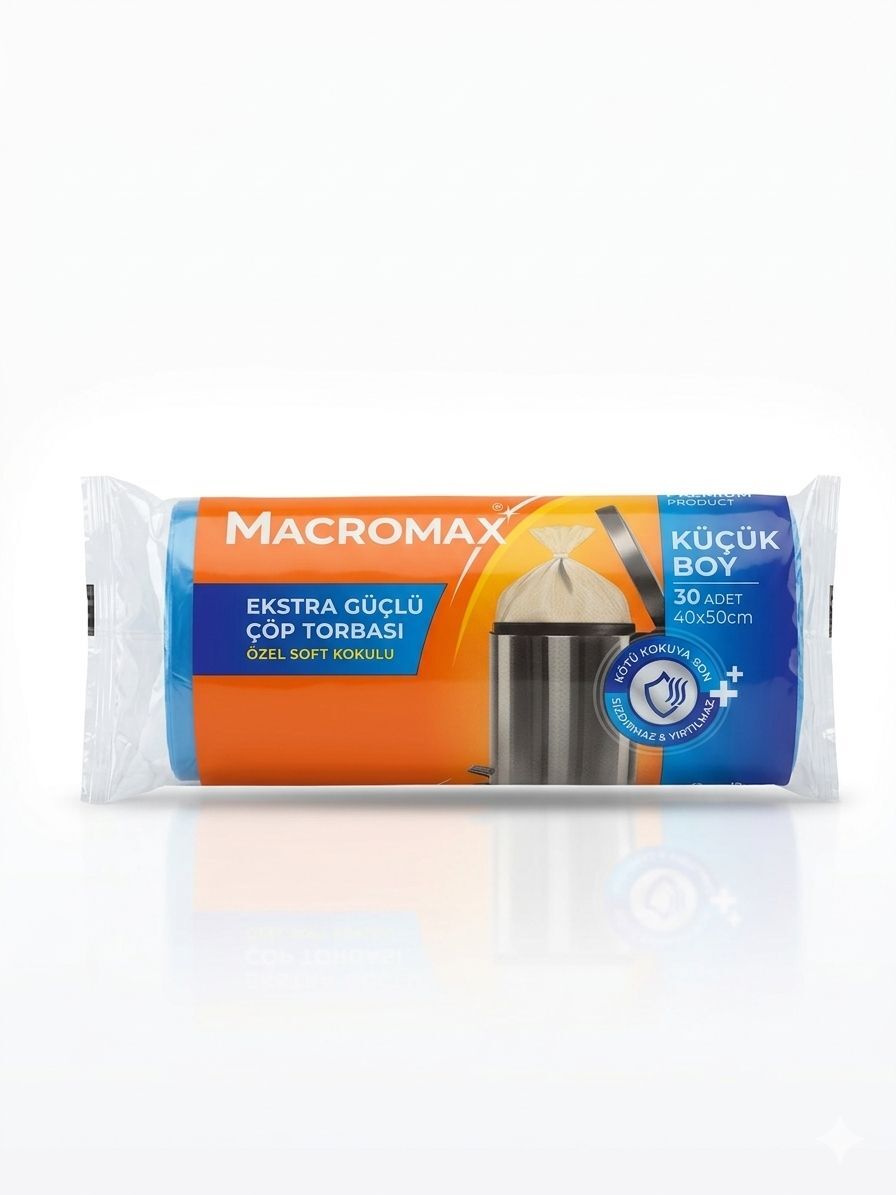 Macromax Esktra Güçlü Küçük Boy Çöp Torbası 30'Lu Paket