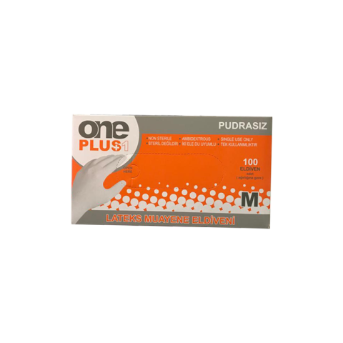 One Plus Lateks Muayene Eldiveni Pudrasız Medium 100'lü Paket
